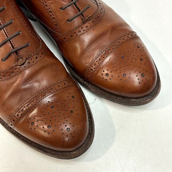 VERY GOOD Grant Stone x J. Crew Oxford Cap Toe Brogue Chili Brown Bench Made 9 - Picture 7 of 13